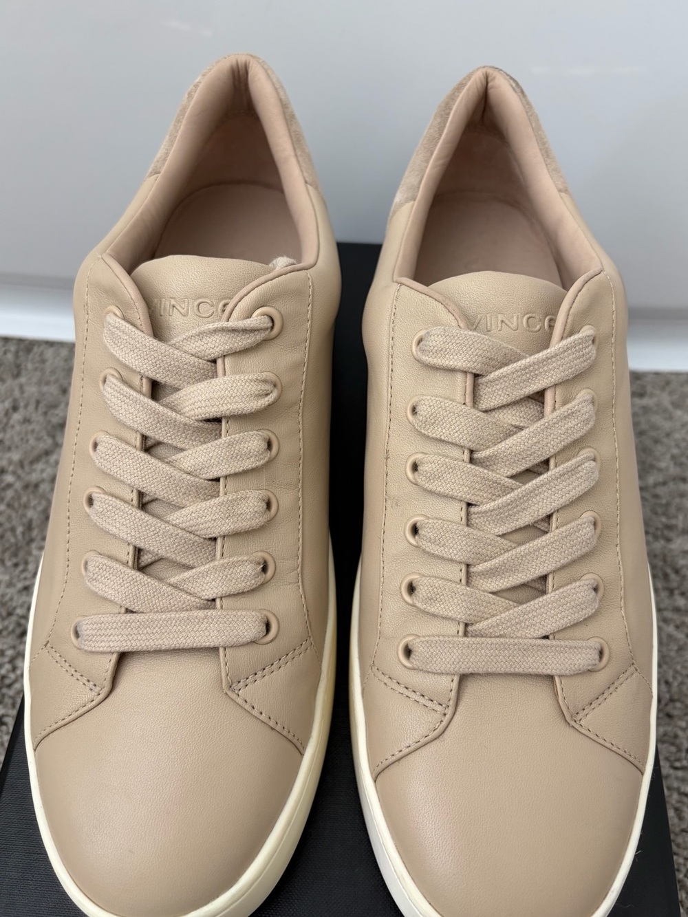 Vince Women’s Taupe Leather Low-Top Sneakers
